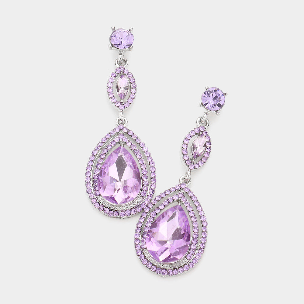 Double Teardrop Violet Crystal Earrings | 602482