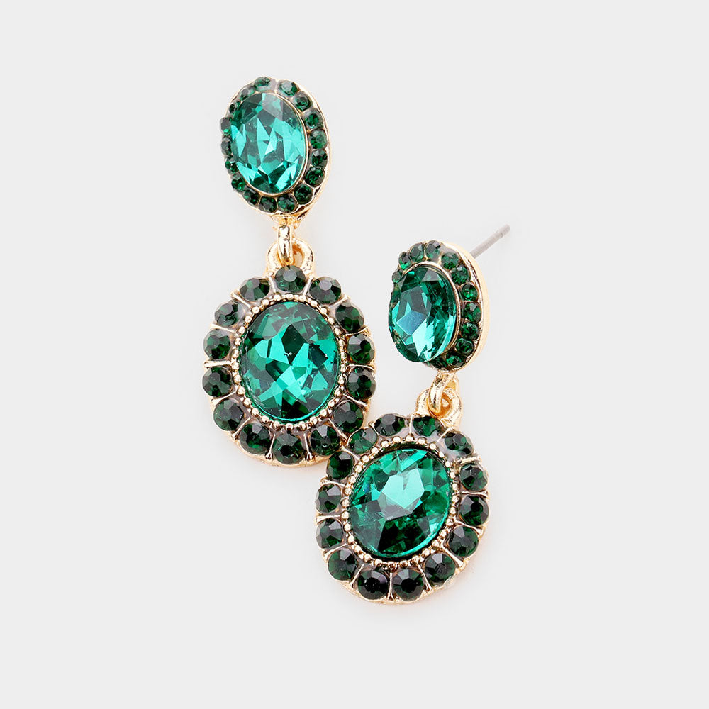 Little Girls Emerald Crystal Round Drop Earrings | 496976