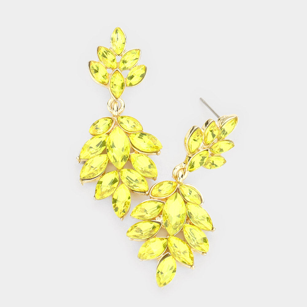 Yellow Crystal Marquise Stone Drop Dangle Earrings | Prom Earrings | 529804