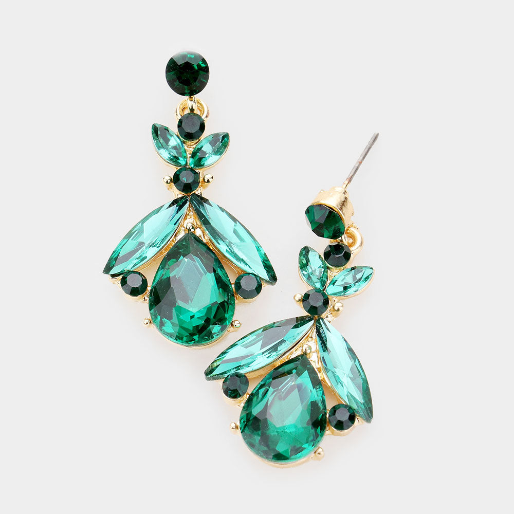 Small Emerald Crystal Abstract Dangle Earrings| 486802