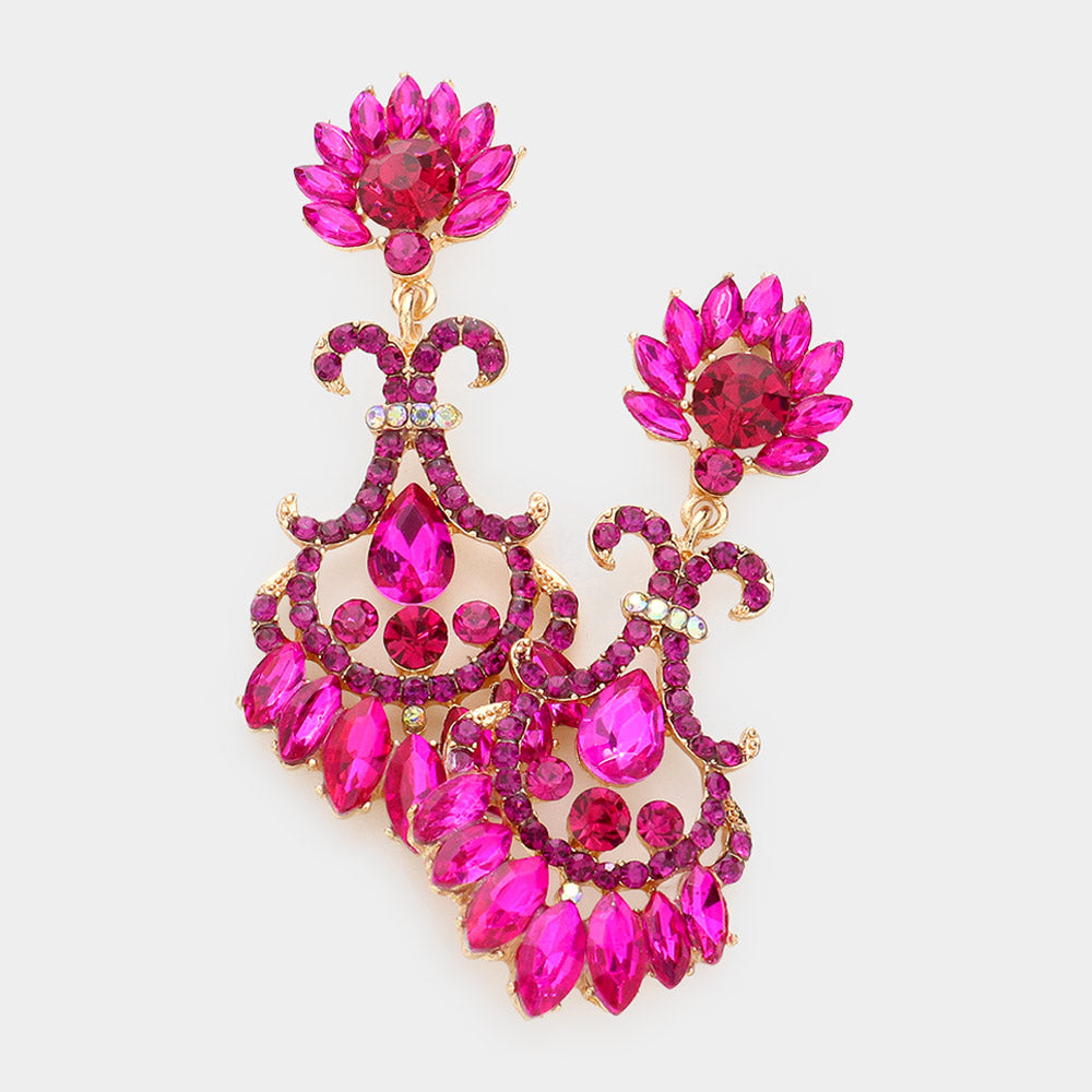 Fuchsia Crystal Chandelier Earrings | 245618