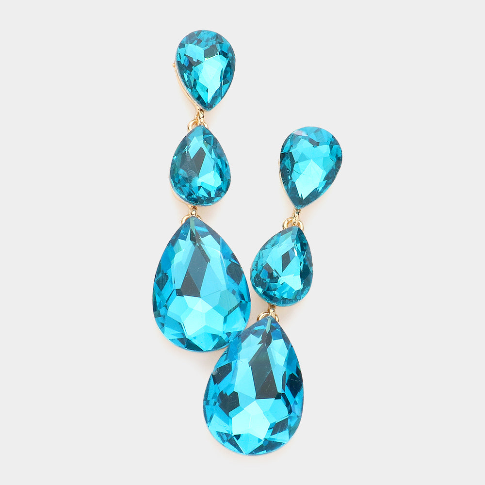 Aqua Triple Teardrop Earrings | 237750