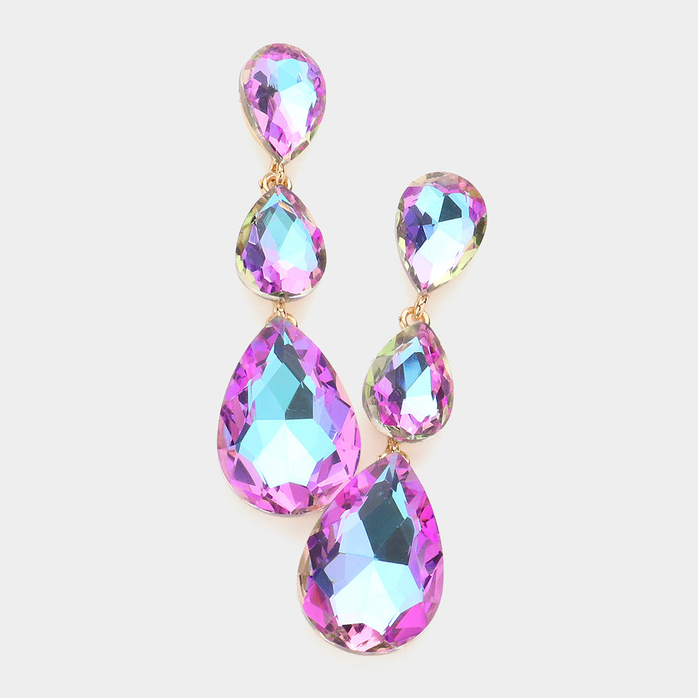 Violet AB Triple Teardrop Earrings | 582245