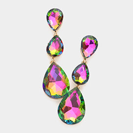 Multi-Color Crystal Triple Teardrop Earrings | 237742