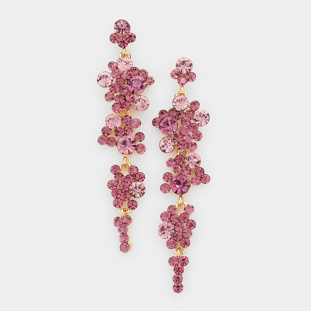 Purple Crystal Long Dangle Earrings | 540880