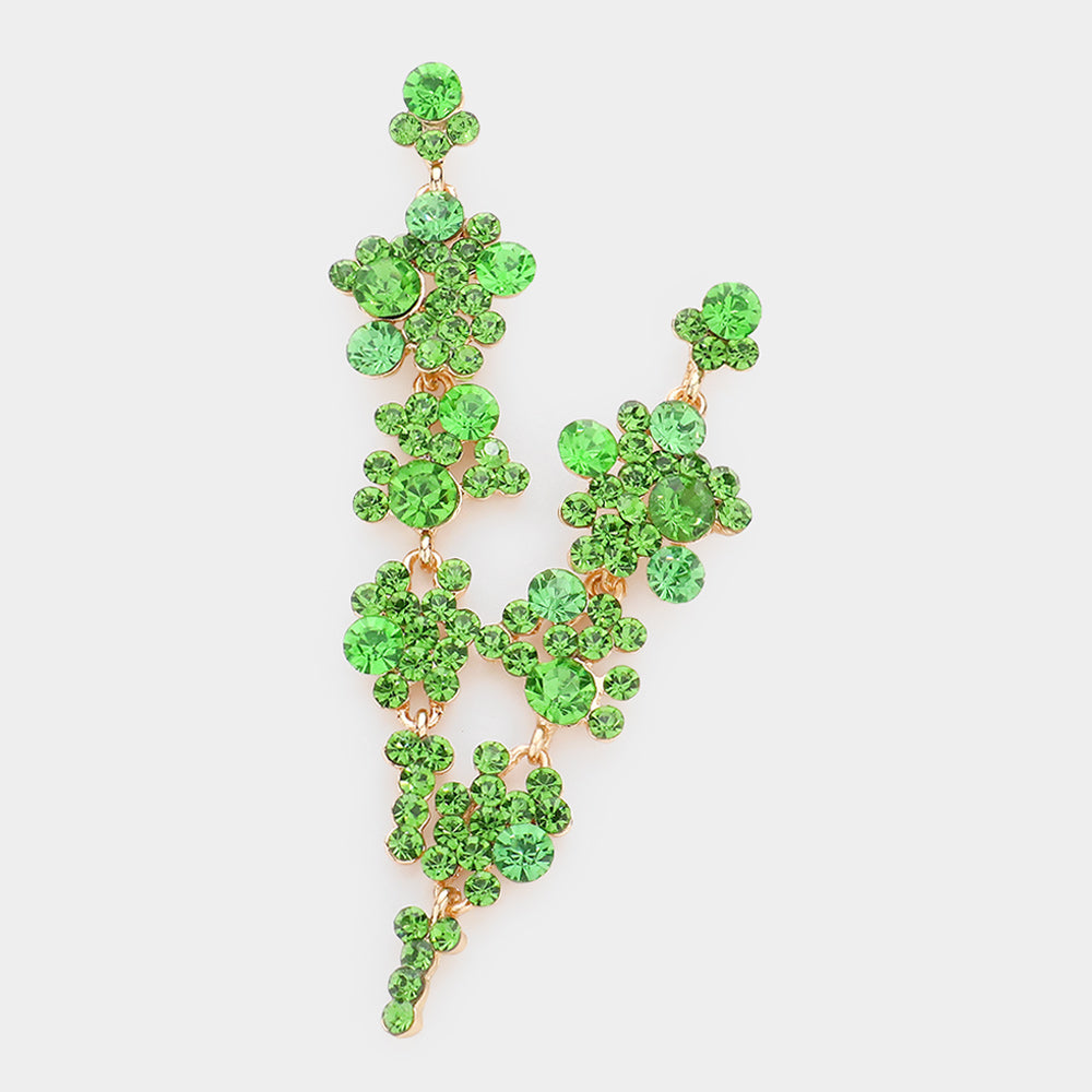 Peridot ( Light Green) Crystal Long Dangle Earrings | 462928