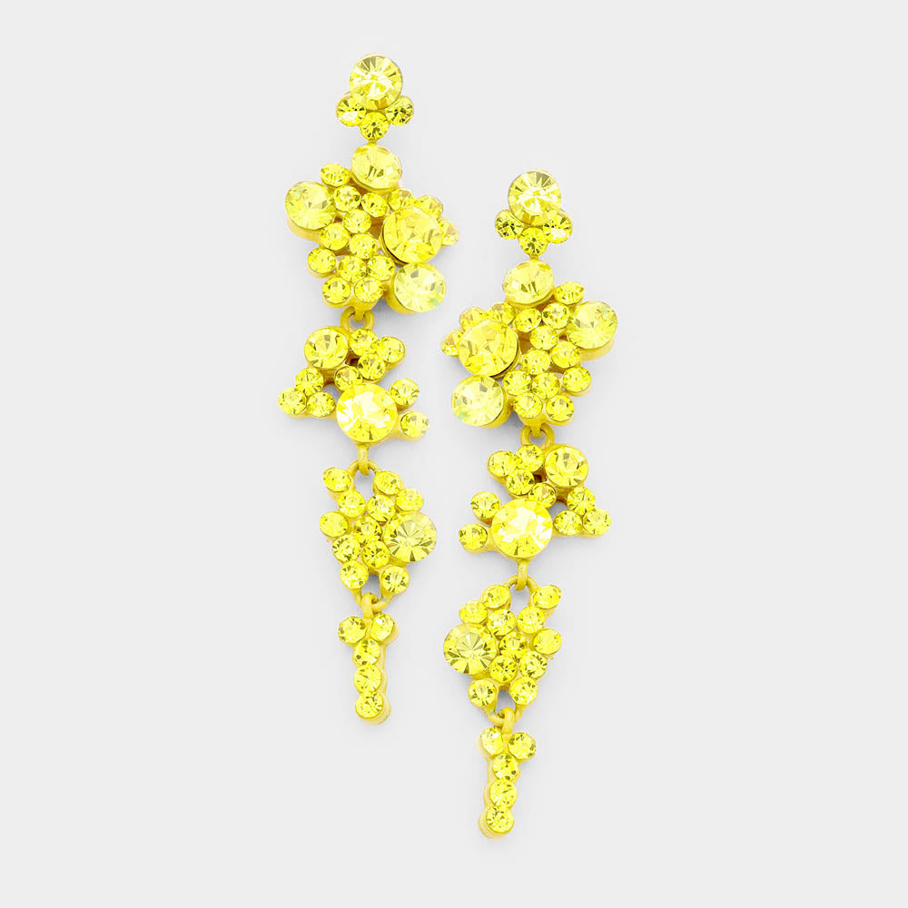 Yellow Crystal Long Dangle Earrings | 462929