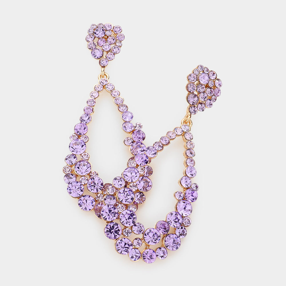 Big Lavender Crystal Pageant Hoop Earrings | 3.75″ | 603533