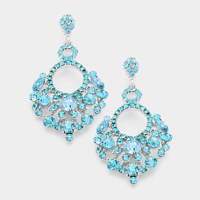 Little Girls Aqua Chandelier Pageant Earrings | 343352