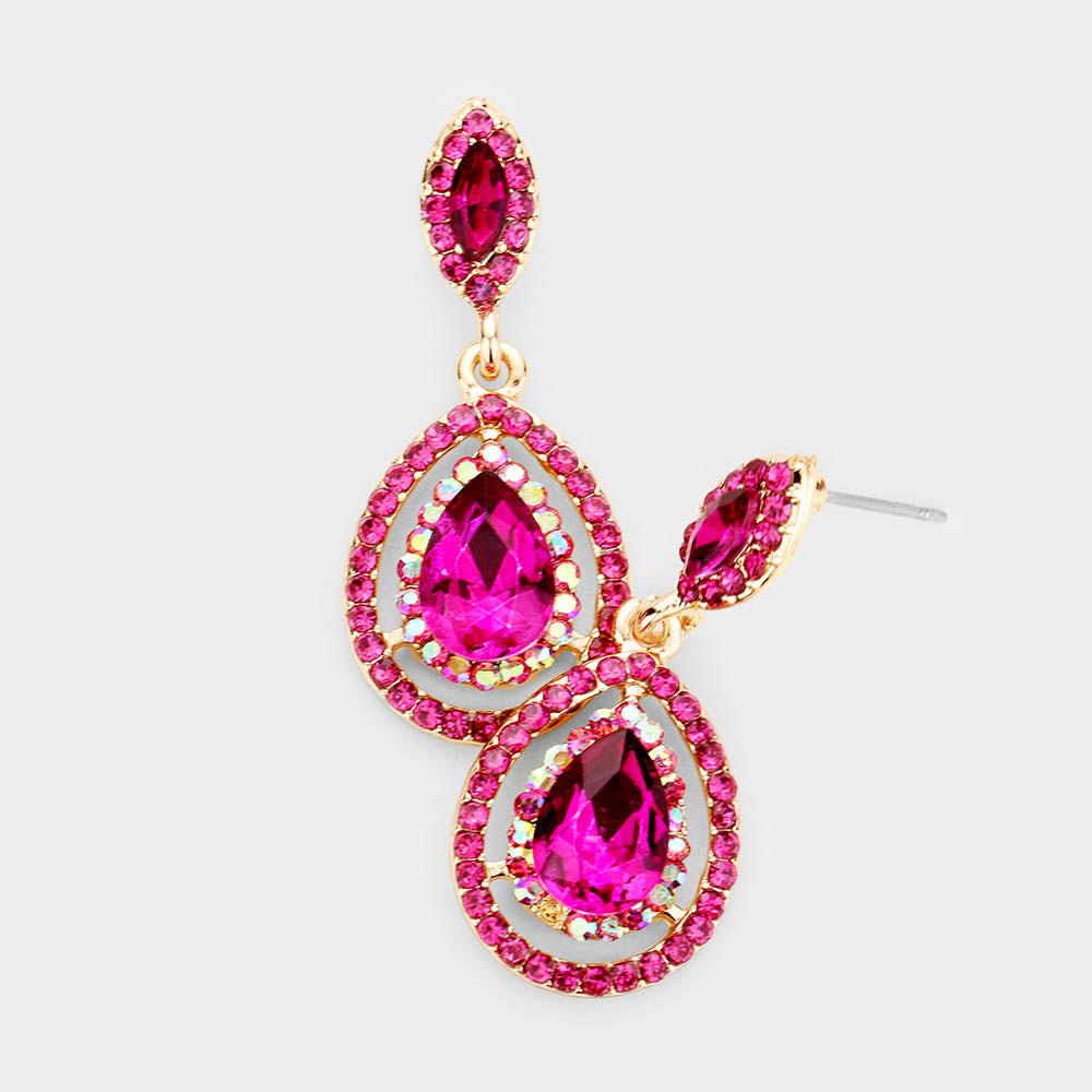 Little Girls Fuchsia Pageant Earrings | 284605