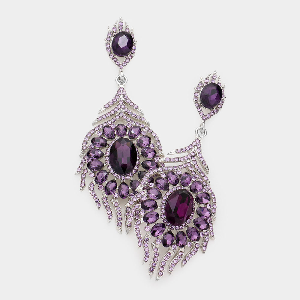 Violet Crystal and Rhinestone Chandelier Earrings | Pageant Earrings | 592157