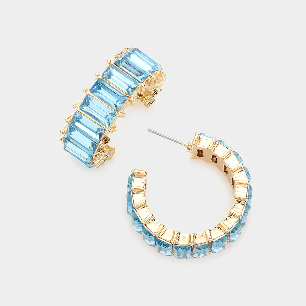 Aqua Baguette Stone Interview Earrings | Crystal Stone Earrings | 589013