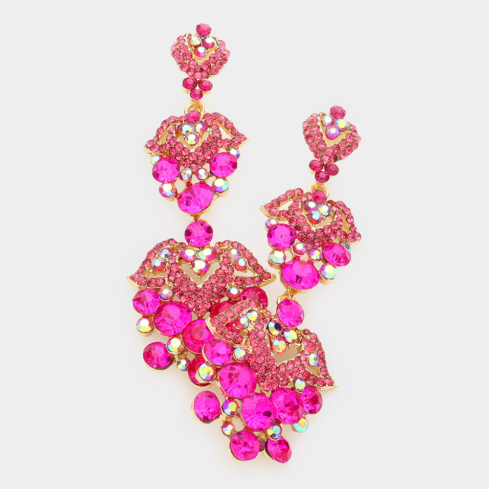 Fuchsia Crystal Dangle Earrings | Lauren | 283491