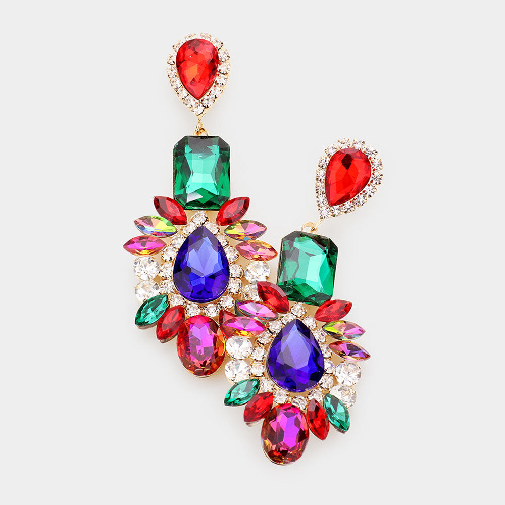 Multi-Color Crystal Multi Stone Chandelier Earrings | 491855