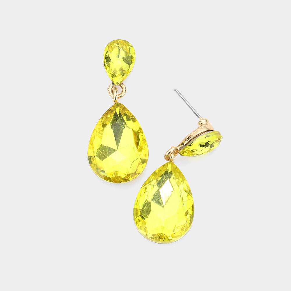 Small Yellow Crystal Teardrop Dangle Earrings | Little Girls | Older Girls Interview | 562613