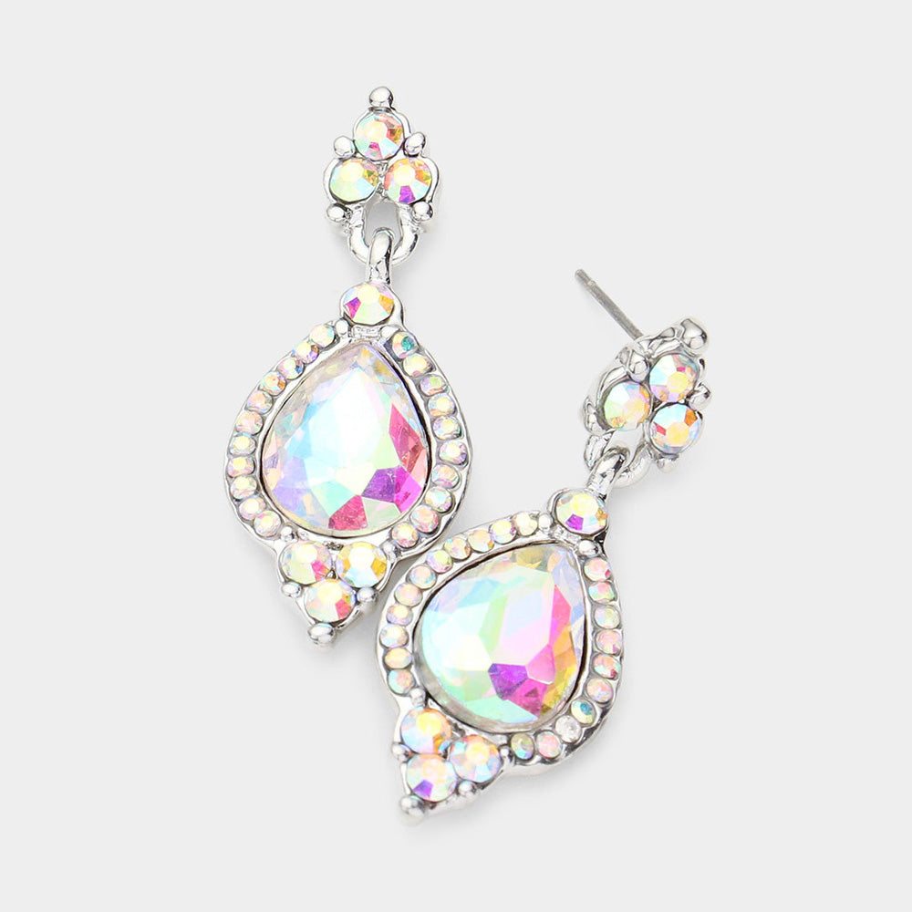 AB Teardrop Center Dangle Earrings | Pageant Earrings | 512104