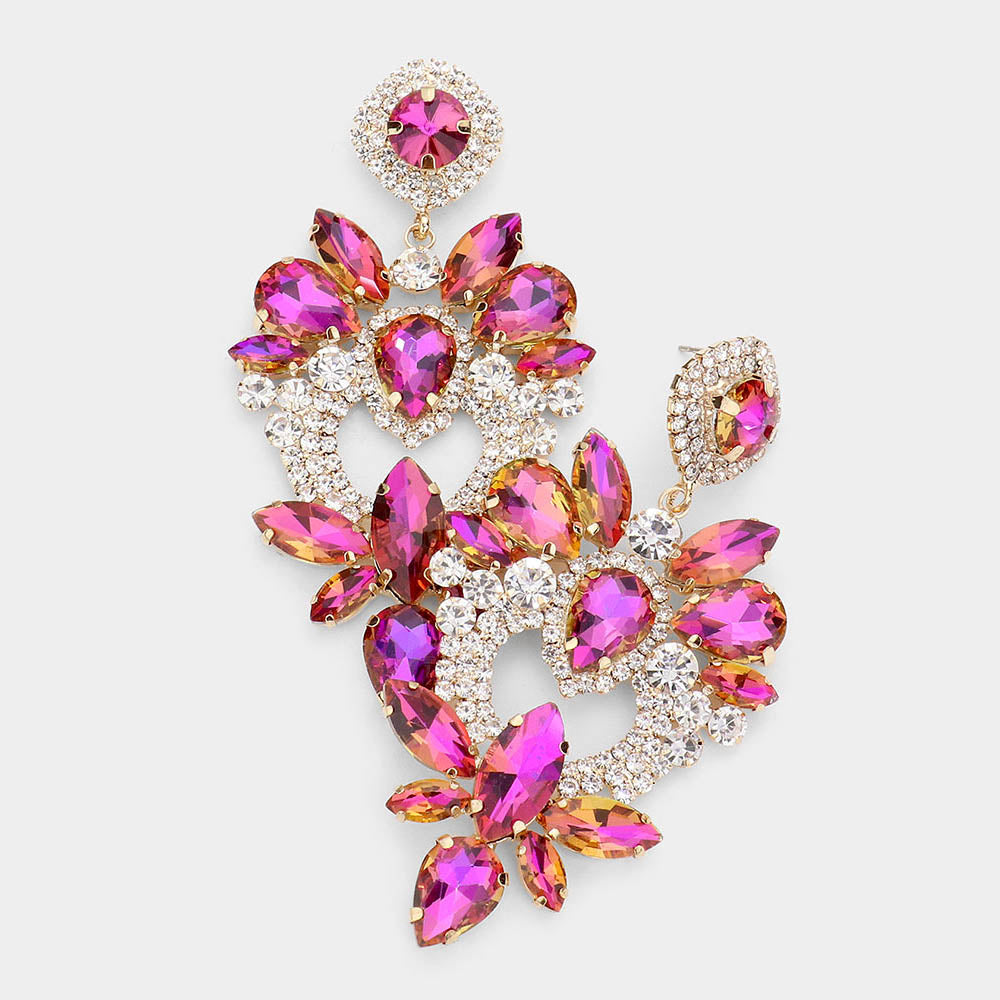 Multi Shape Purple Stone Statement Chandelier Pageant Earrings | 530341