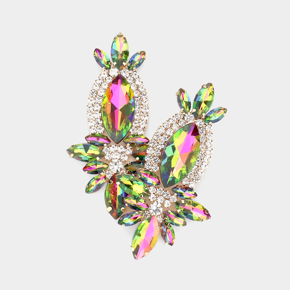 Elegant Multi-Color Marquise Stone Dangle Pageant Earrings | Prom Earrings | 527526