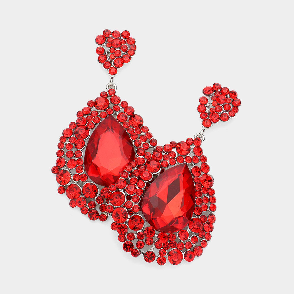 Chunky Red Pageant Earrings | NO AB | H202-7 NAB