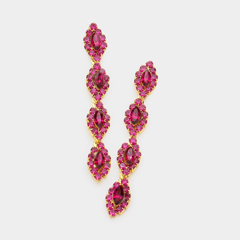 Fuchsia Marquise Stone Dangle Pageant Earrings | Fuchsia Earrings | 573396