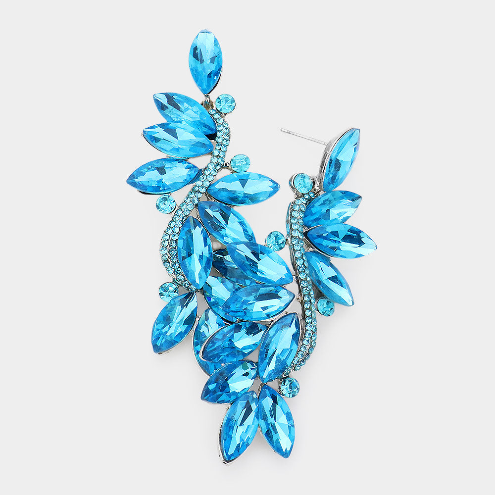 Aqua Marquise Stone Dangle Pageant Earrings | Prom Earrings | 541945