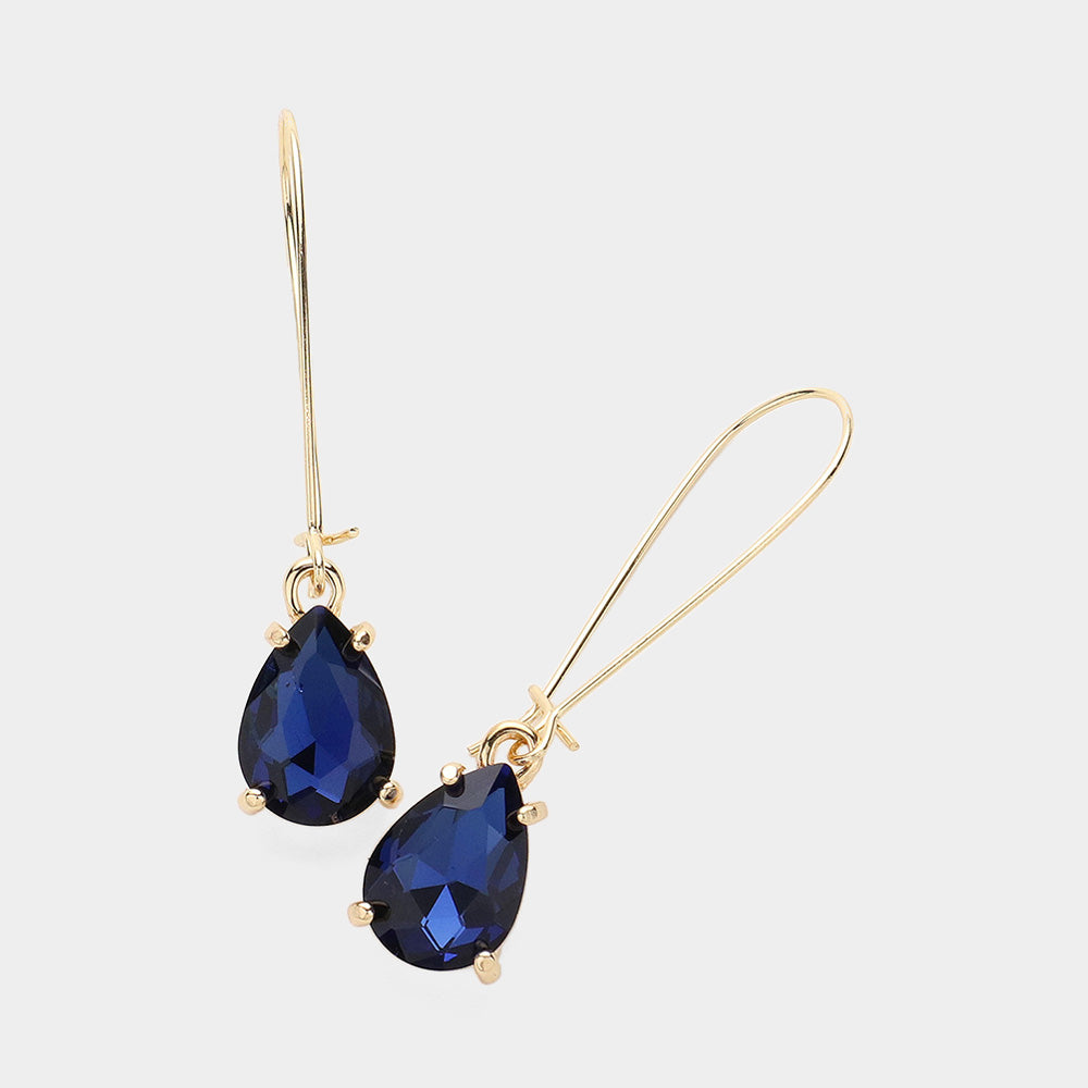 Elegant Navy Teardrop Dangle Pageant Earrings | Formal Earrings | 638105