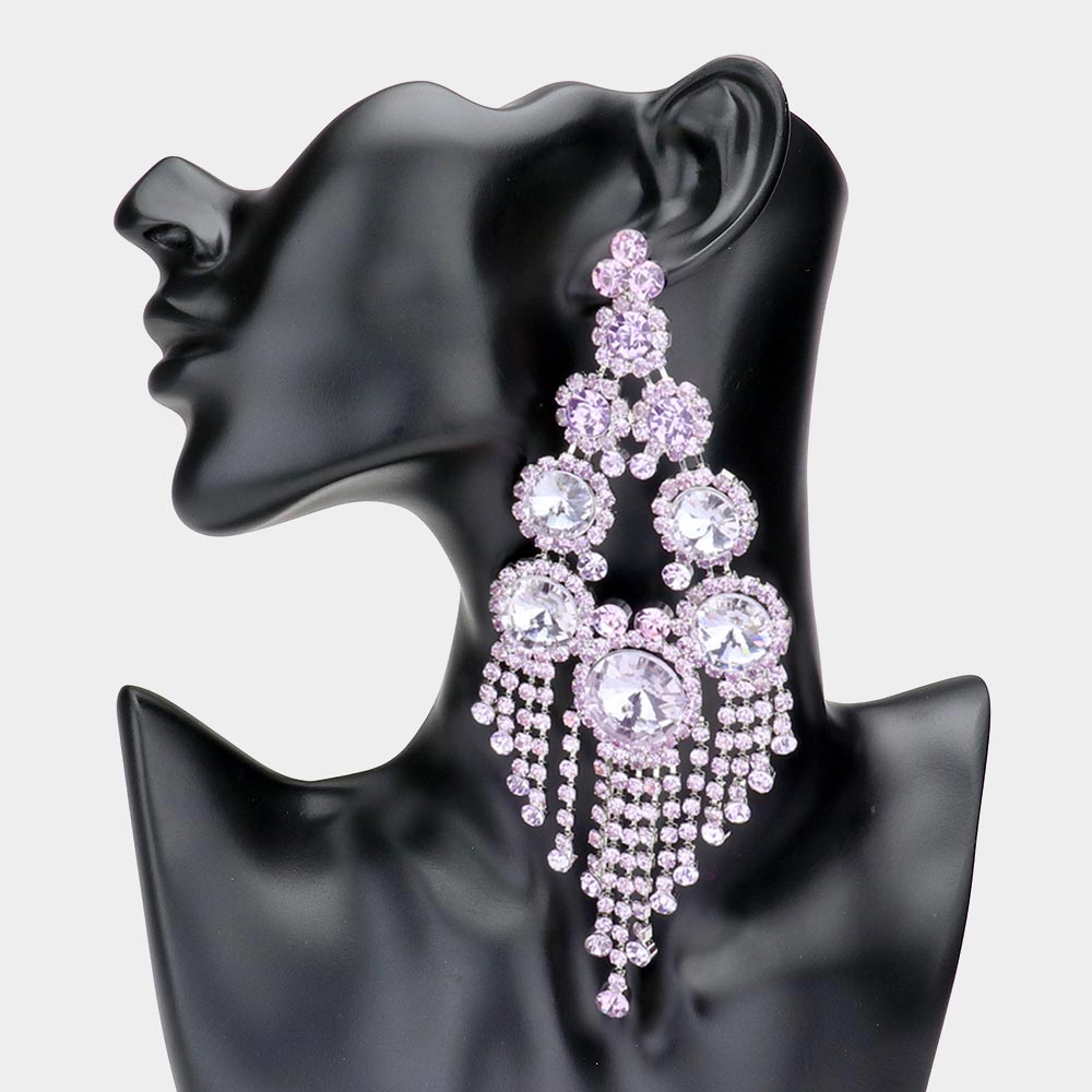 Large Lavender Crystal Chandelier Earrings | 530471