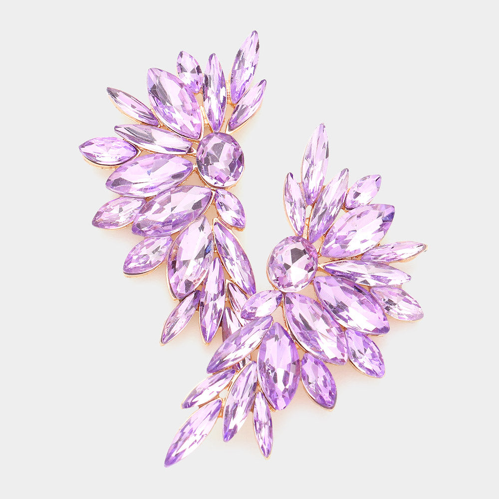 Lavender Marquise Stone Angel Wing Pageant Earrings | Prom Earrings | 586498