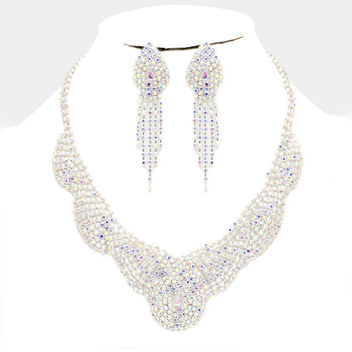 AB Crystal Rhinestone Collar Evening Necklace | Prom Necklace | 238860