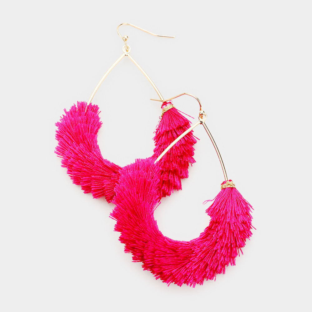 Fun Fashion Fuchsia Drop Tassel Earrings | 445974