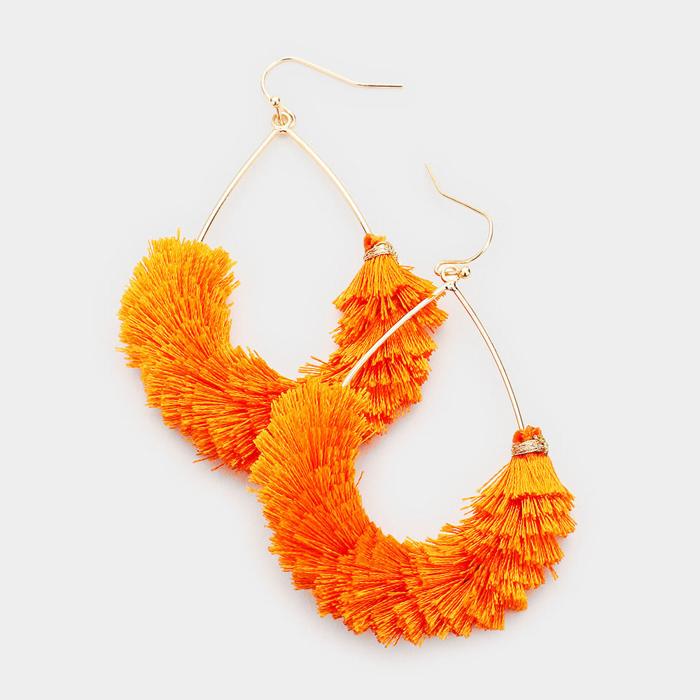 Fun Fashion Orange Drop Tassel Earrings | 445977