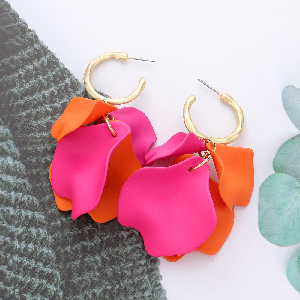 Multi-Color Petal Dangle Fun Fashion Earrings | Multi-Color Headshot Earrings | 638555