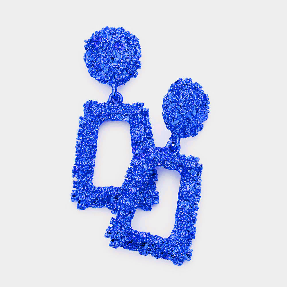 Blue Metal Fun Fashion Knocker Earrings | Fun Fashion Earrings | 486583