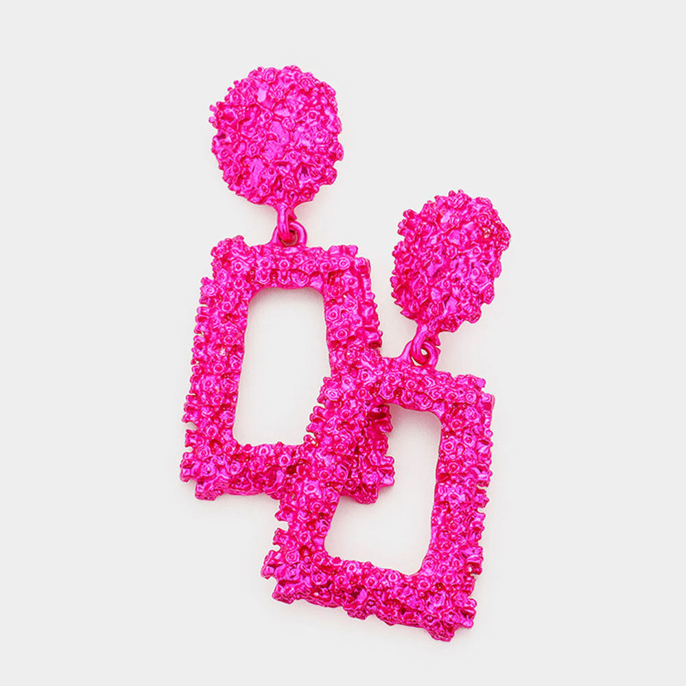 Fuchsia Metal Fun Fashion Knocker Earrings | Fun Fashion Earrings | 486584