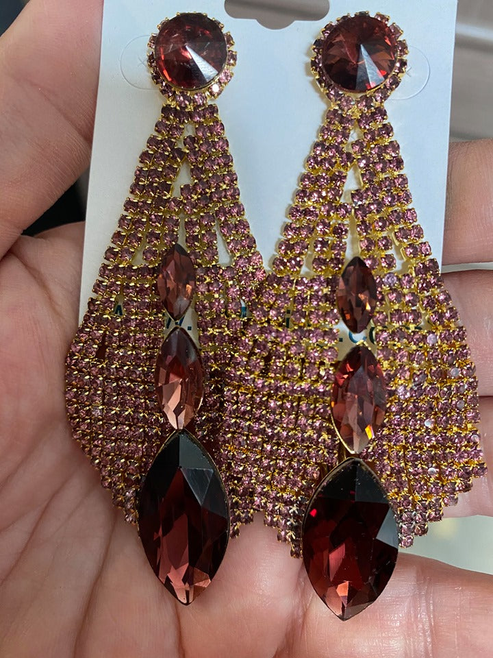 Mini Garnet / Deep Purple Chandelier Earrings | LMB – 008