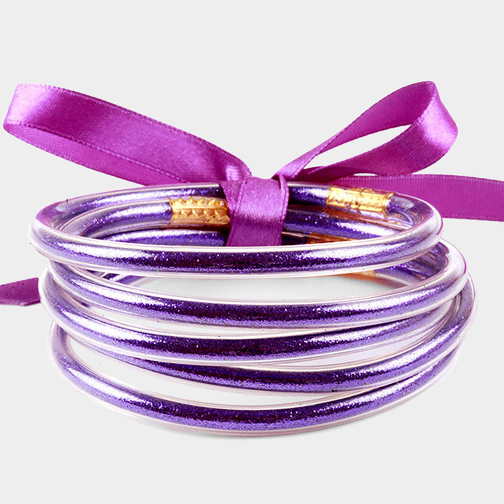 5 Piece Purple Glitter Tube Fun Fashion Bracelets | Outfit of Choice Accessories | 612664