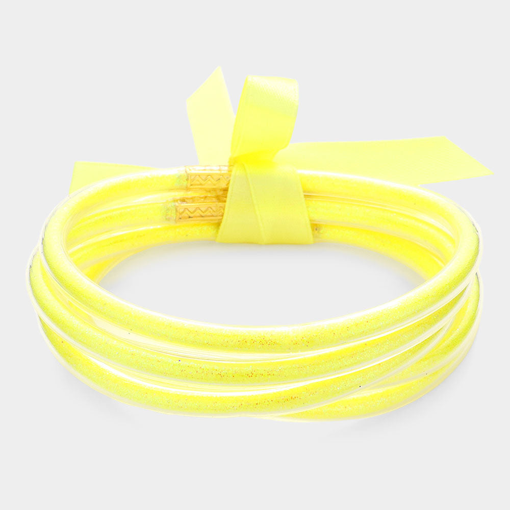 5 Piece Yellow Glitter Tube Fun Fashion Bracelets | Outfit of Choice Accessories | 612673