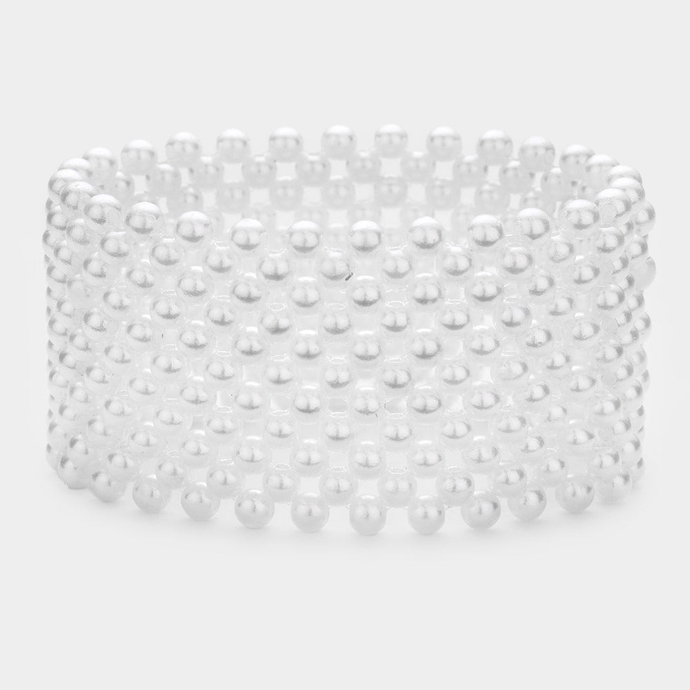 White Pearl Stretchable Bridal Bracelet | Wedding Bracelet | 468272