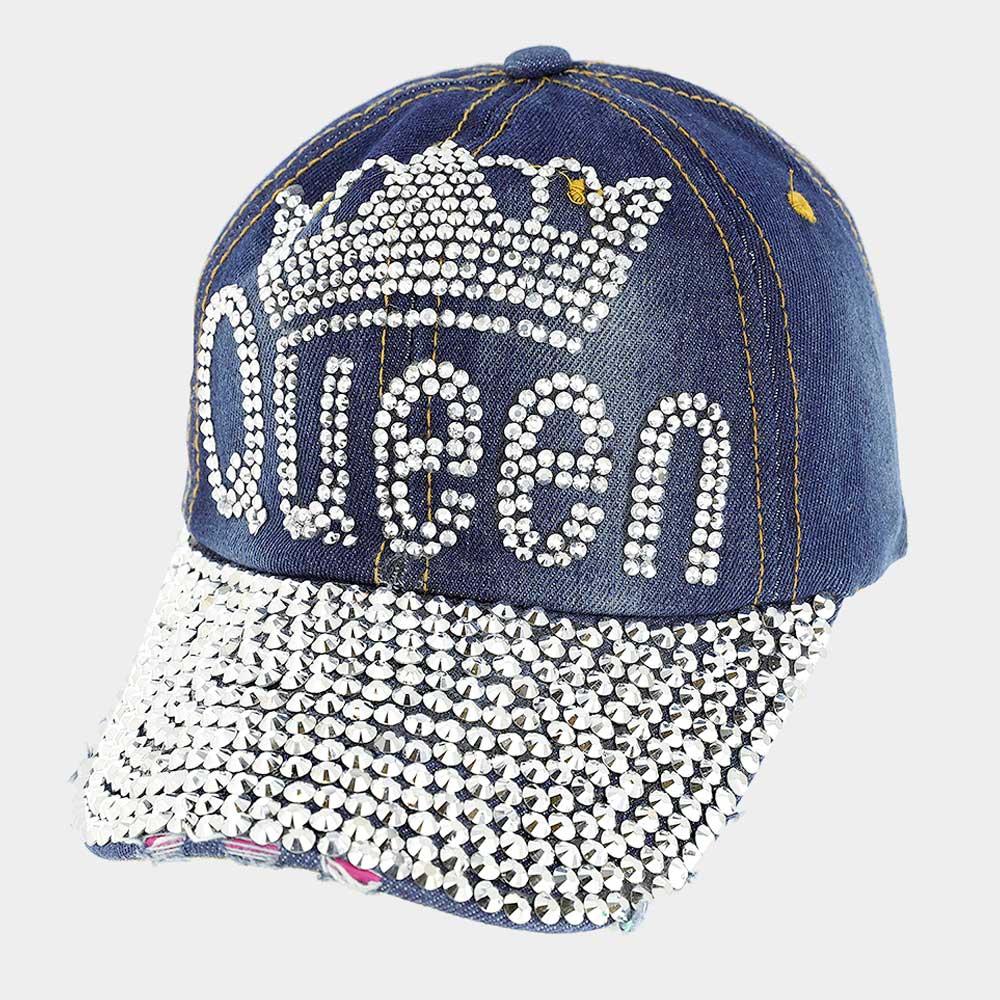 Bling Queen Message Baseball Cap | Bling Products | Queen Products | Rhinestone Hat | Rhinestone Crown Cap