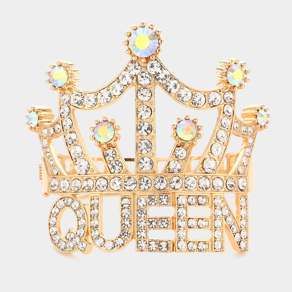 Queen Message Crown Hinged Bracelet | EVB0156