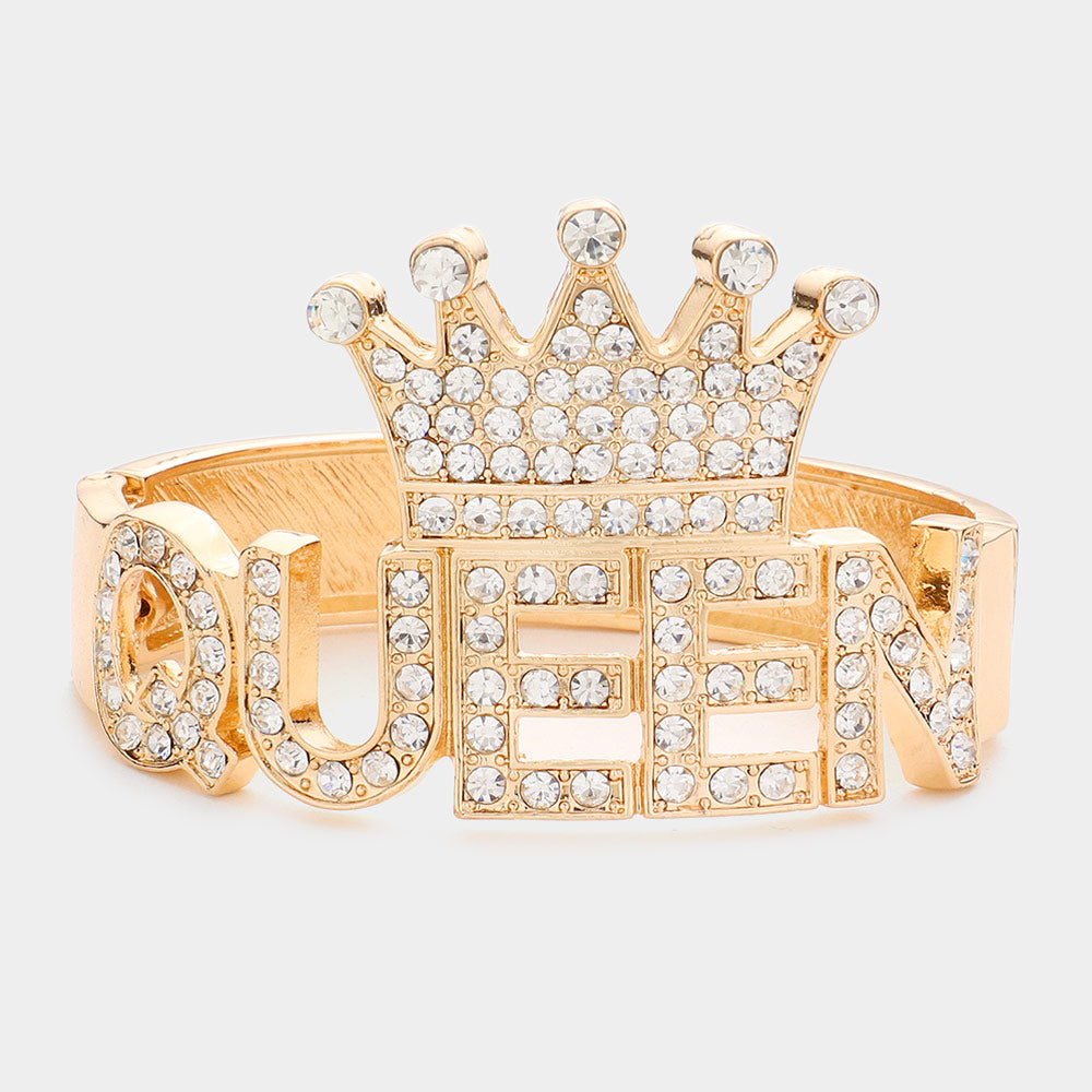 Bling Queen Rhinestone Crown Hinged Bracelets | Bling Products | Bling Bracelets | Queen Items | FB0142