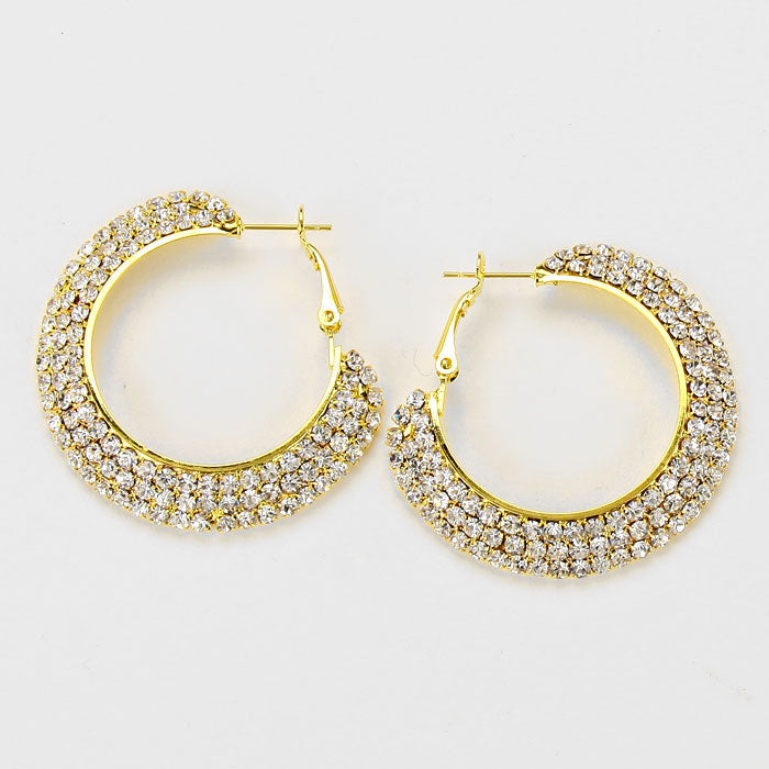 Little Girls Crystal Hoop Earrings on Gold | 1.75″ | 155610