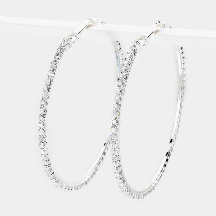 Crystal Rhinestone Hoop Earrings | 2.5″ | 206048