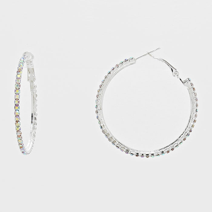 Little Girls AB on Silver Crystal Hoop Earrings | 2″ |269219