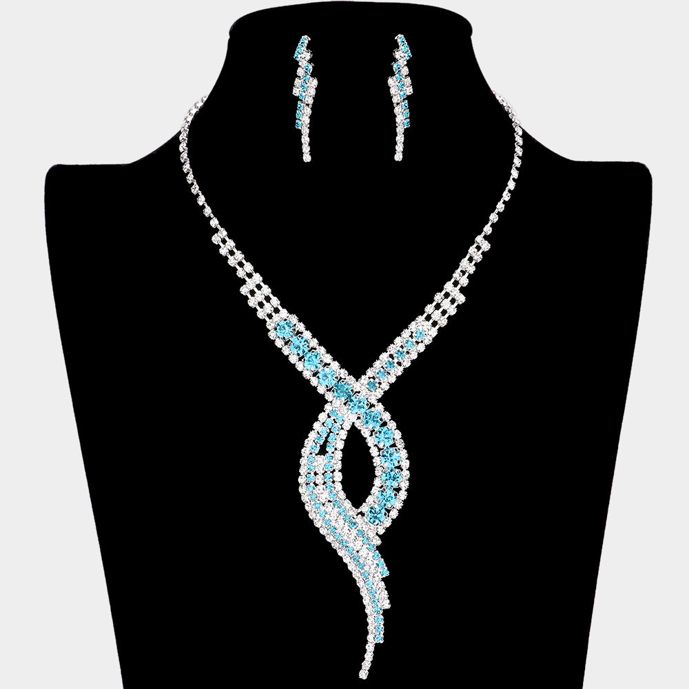 Aqua Swirl Rhinestone Jewelry Set | 248894