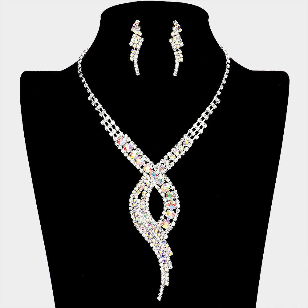 AB Crystal Swirl Rhinestone Jewelry Set | 239188