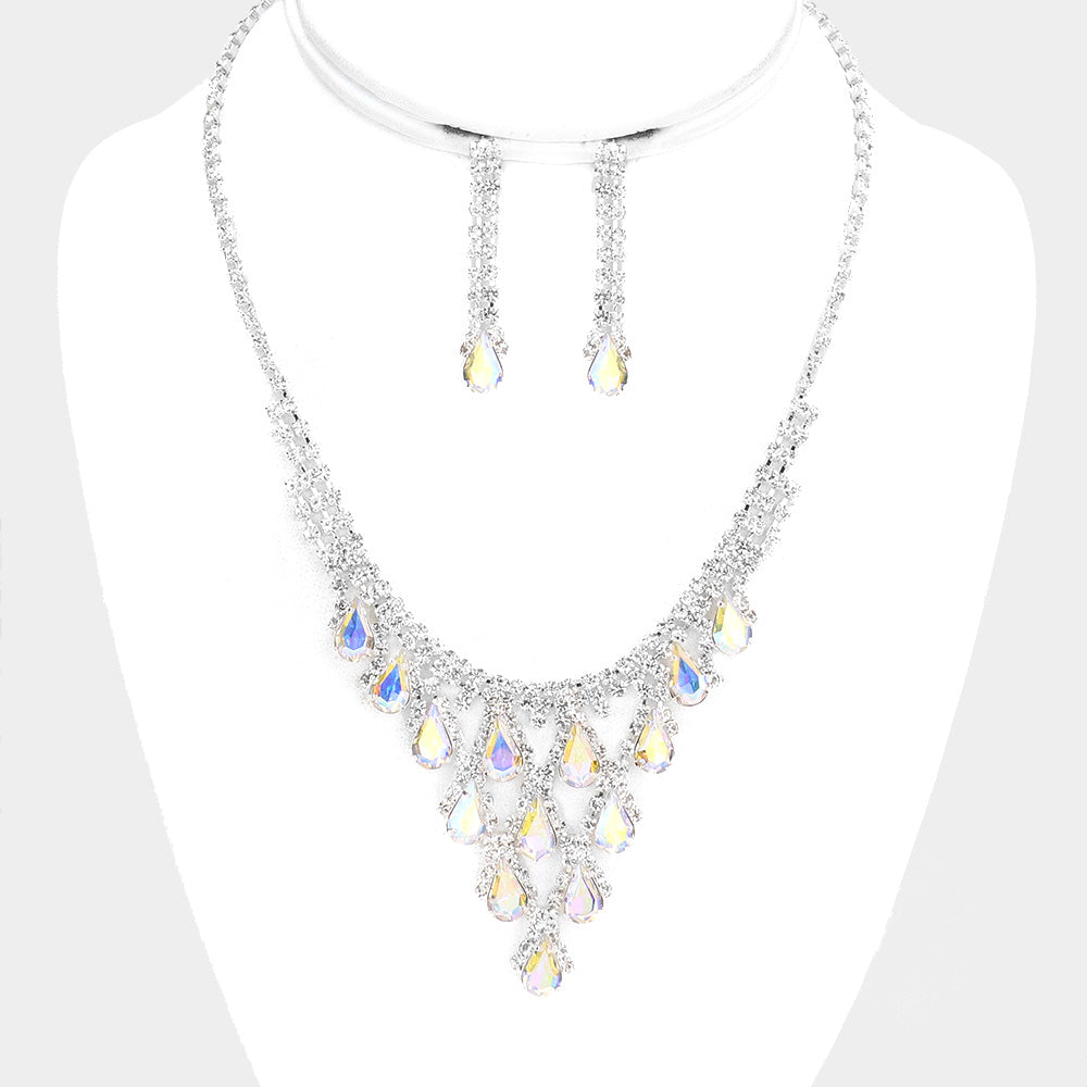 Teardrop AB Crystal Bib Necklace | 463903