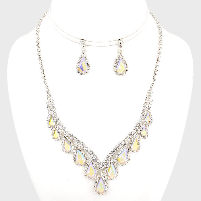 AB Crystal Teardrop Necklace Set | 280172