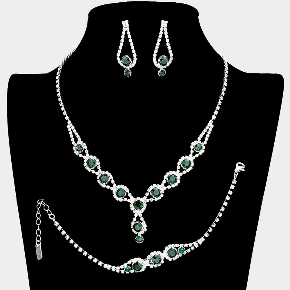 Emerald Rhinestone 3 Piece Jewelry Set | Formal Jewelry | 340377