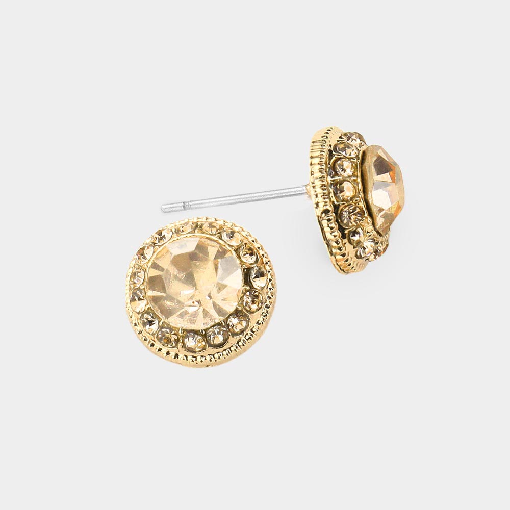 Small Light Topaz Crystal Stud Earrings | Pageant Earrings | 532992